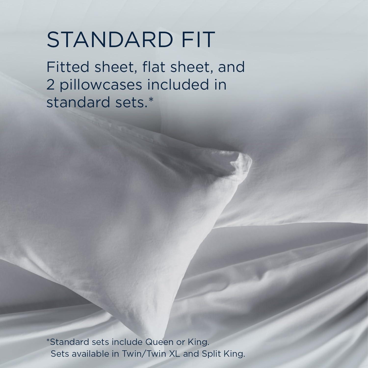 Queen Silver Mist Cotton Sheet Set with Enhanced Fit