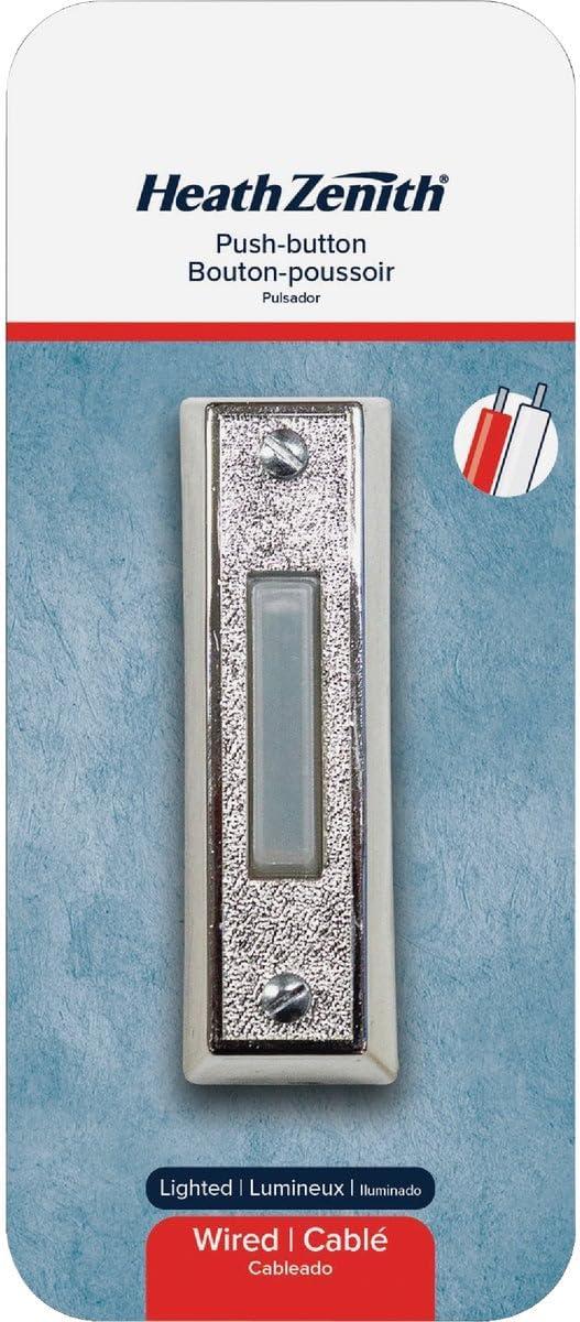 Silver LED Lighted Wired Pushbutton Doorbell