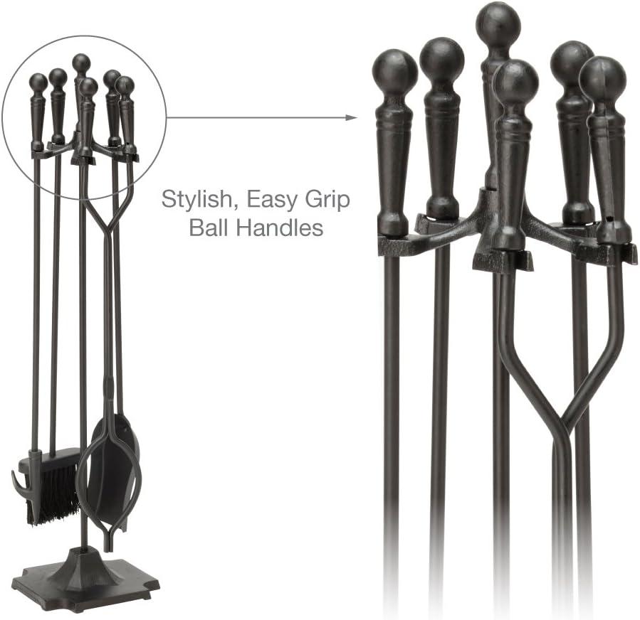 UniFlame 5-Piece Black Finish Fireset with Ball Handles