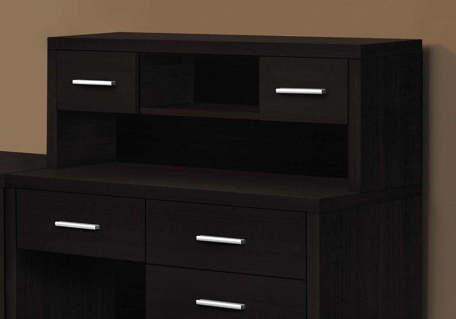 Monarch Specialties Computer Desk L-Shaped Corner Hutch 8 Drawers 3 Cubbies Reversible, 63"L X 59"W