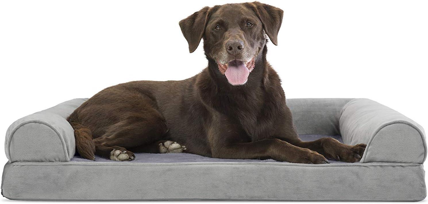 FurHaven Faux Fur & Velvet Orthopedic Sofa Dog Bed