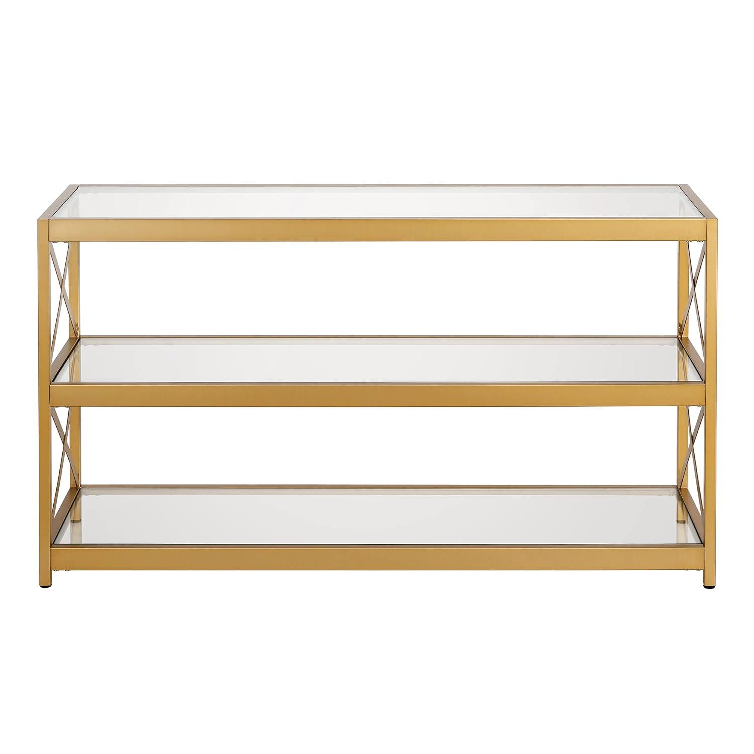 Evelyn&Zoe Hutton Rectangular TV Stand for TV's up to 50", Brass