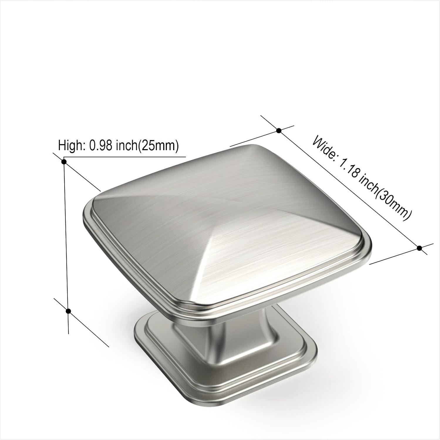 Amerdeco 10 Pack 1-1/4inch Shiny Brushed Satin Nickel Cupboard Drawer Knobs Kitchen Cabinet Knobs Single Hole Cabinet Handles K0003BSN