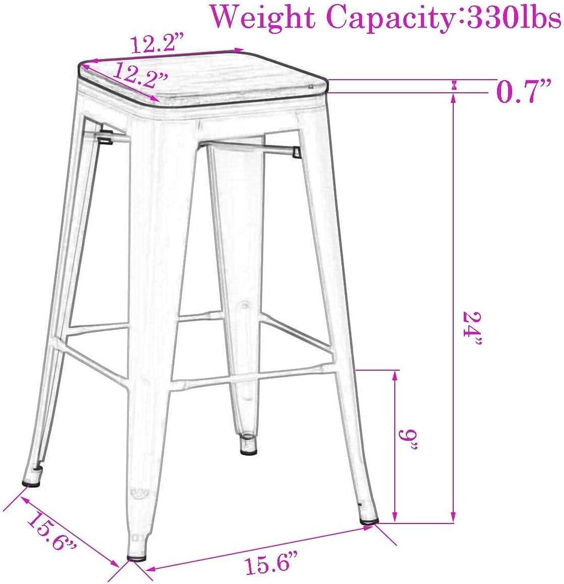 Williston Forge Kohki 24" Counter Stool Metal Bar Stools Counter Height Barstools Backless Indoor/Outdoor Bar Stools Kitchen Counter Stools Chairs(Set of 4)