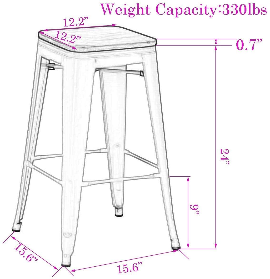 Williston Forge Kohki 24" Counter Stool Metal Bar Stools Counter Height Barstools Backless Indoor/Outdoor Bar Stools Kitchen Counter Stools Chairs(Set of 4)