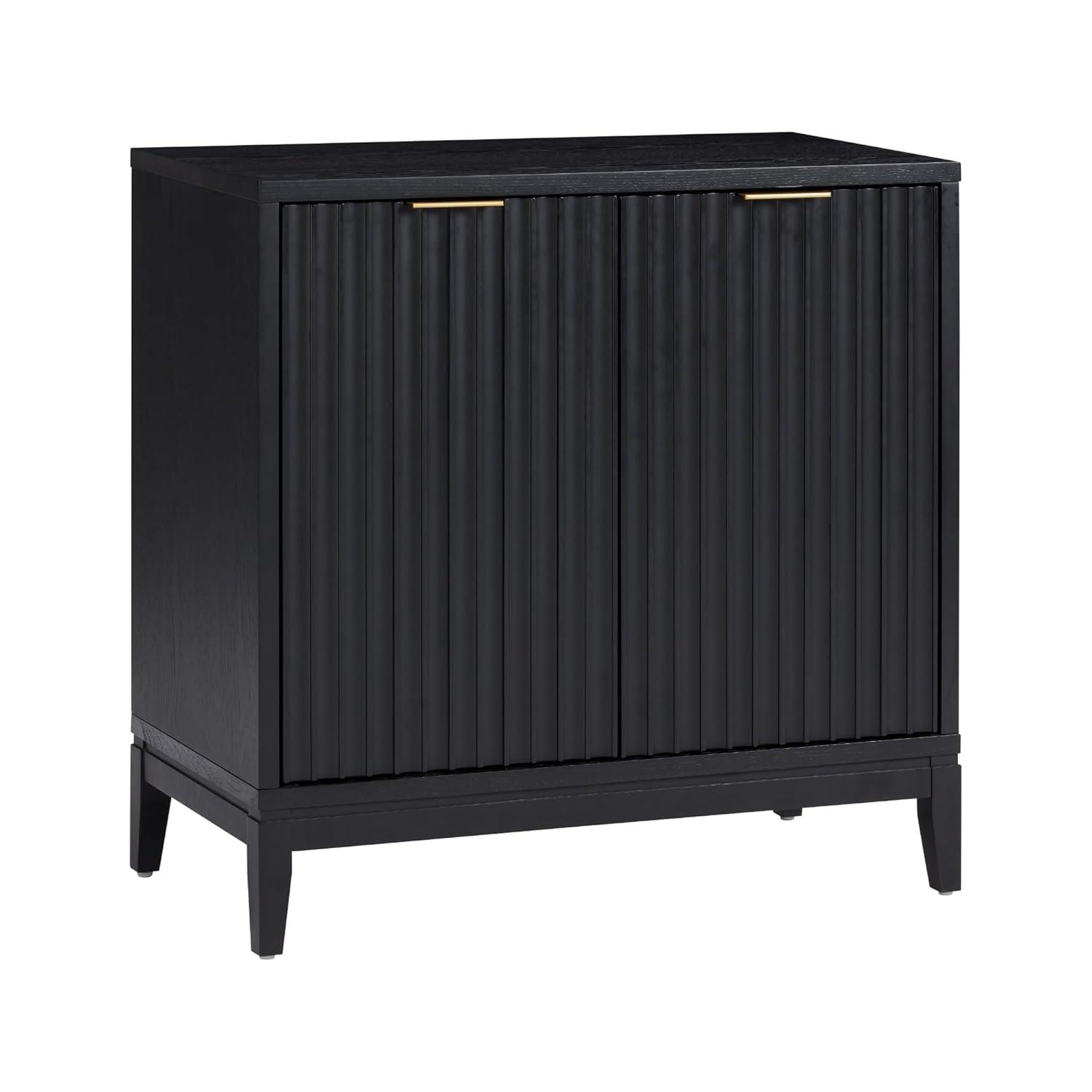 Nathan James Set of 4 Jasper Wood Fluted Console Table with Doors Black