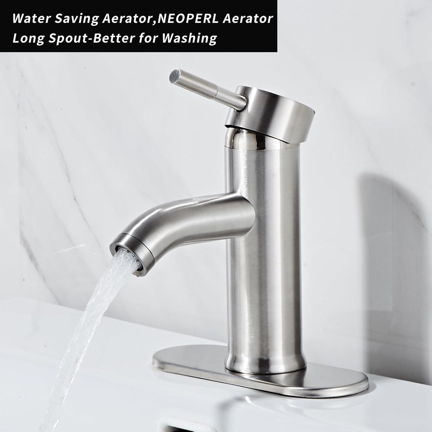 Brushed Nickel Single Handle High Arc Bathroom Faucet