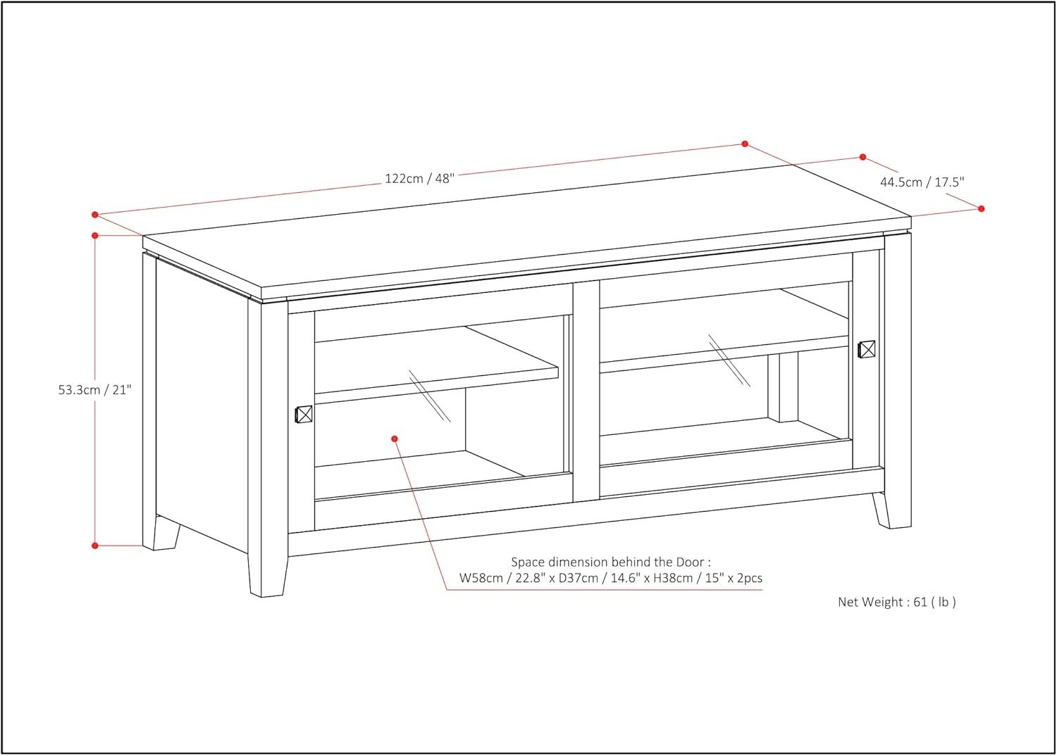 Cosmopolitan Mahogany Brown Solid Wood TV Stand with Cabinet