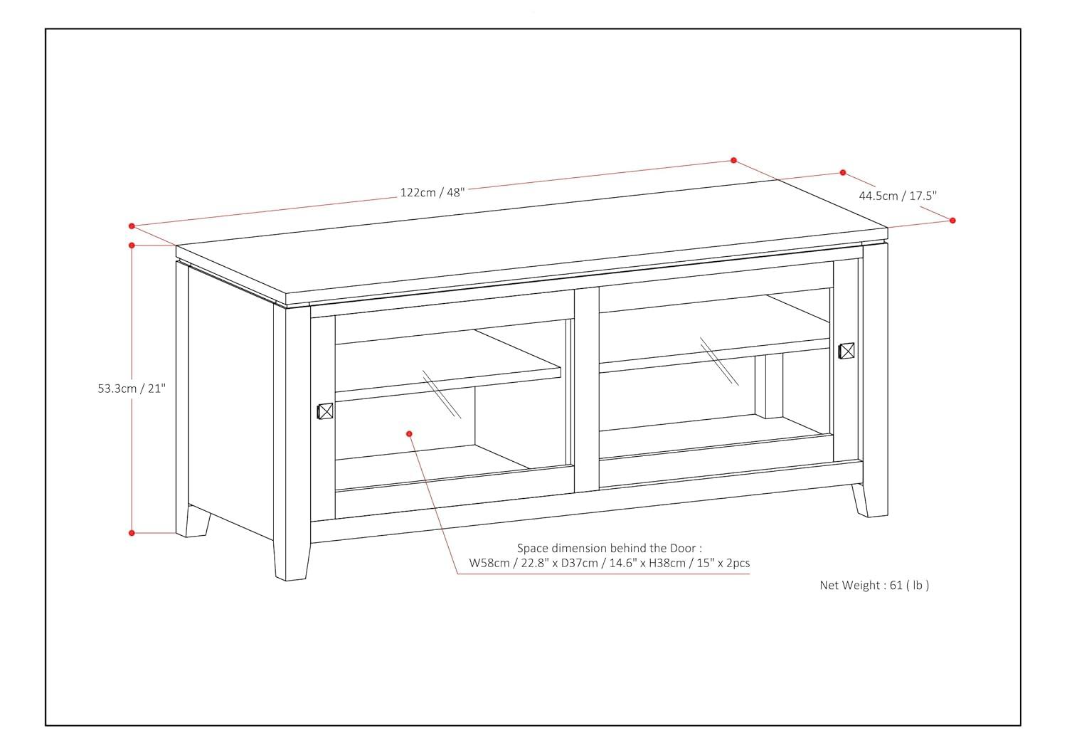 Simpli Cosmopolitan Soporte Multimedia para Televisores de Madera de 48" de Ancho para Televisores de hasta 50" en Marrón Caoba