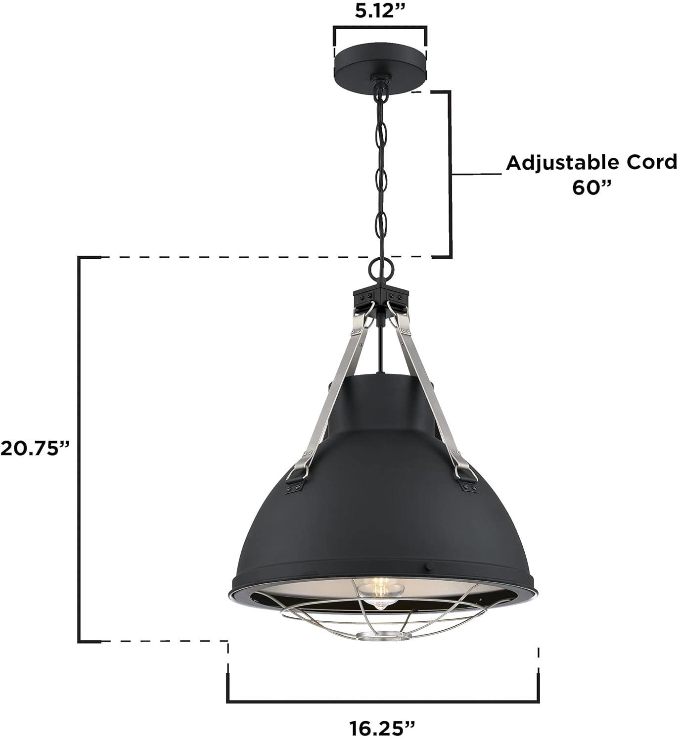 Westinghouse Lighting 6116300 Bartley One-Light Indoor Pendant with Dark Pewter Accents, Matte Black