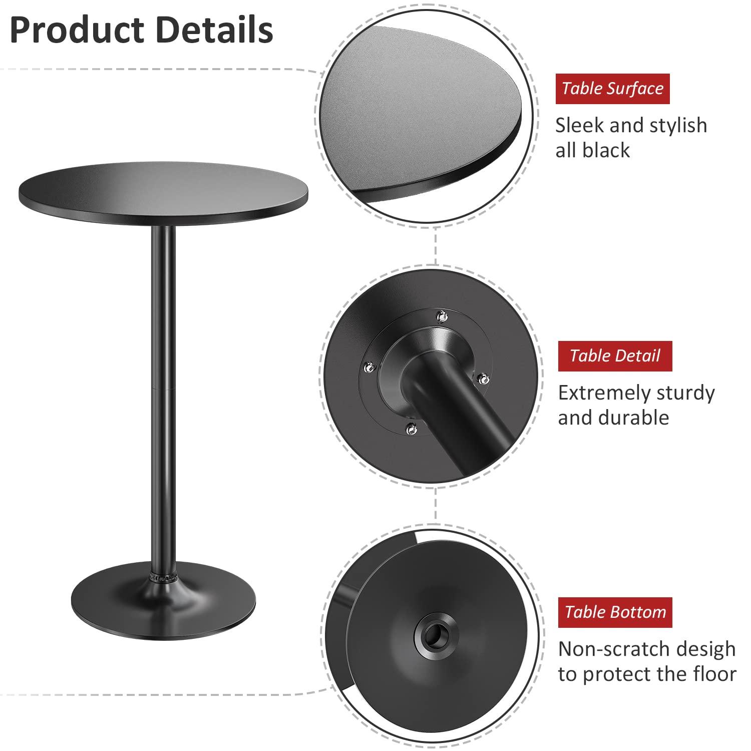 Black Round MDF and Metal Counter Height Table