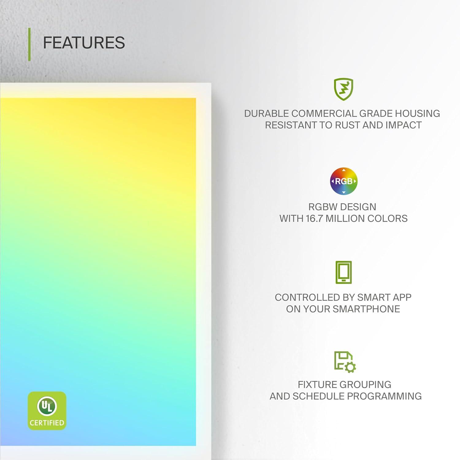 ASD 2 Pack 2x2 Smart RGBW LED Flat Panel Light - 35W UL | 4420LM 3500K 4000K 5000K Selectable Dimmable 2x2 LED Drop Ceiling Light Fixture | RGB Lights WiFi App Controlled Alexa & Google Assistant