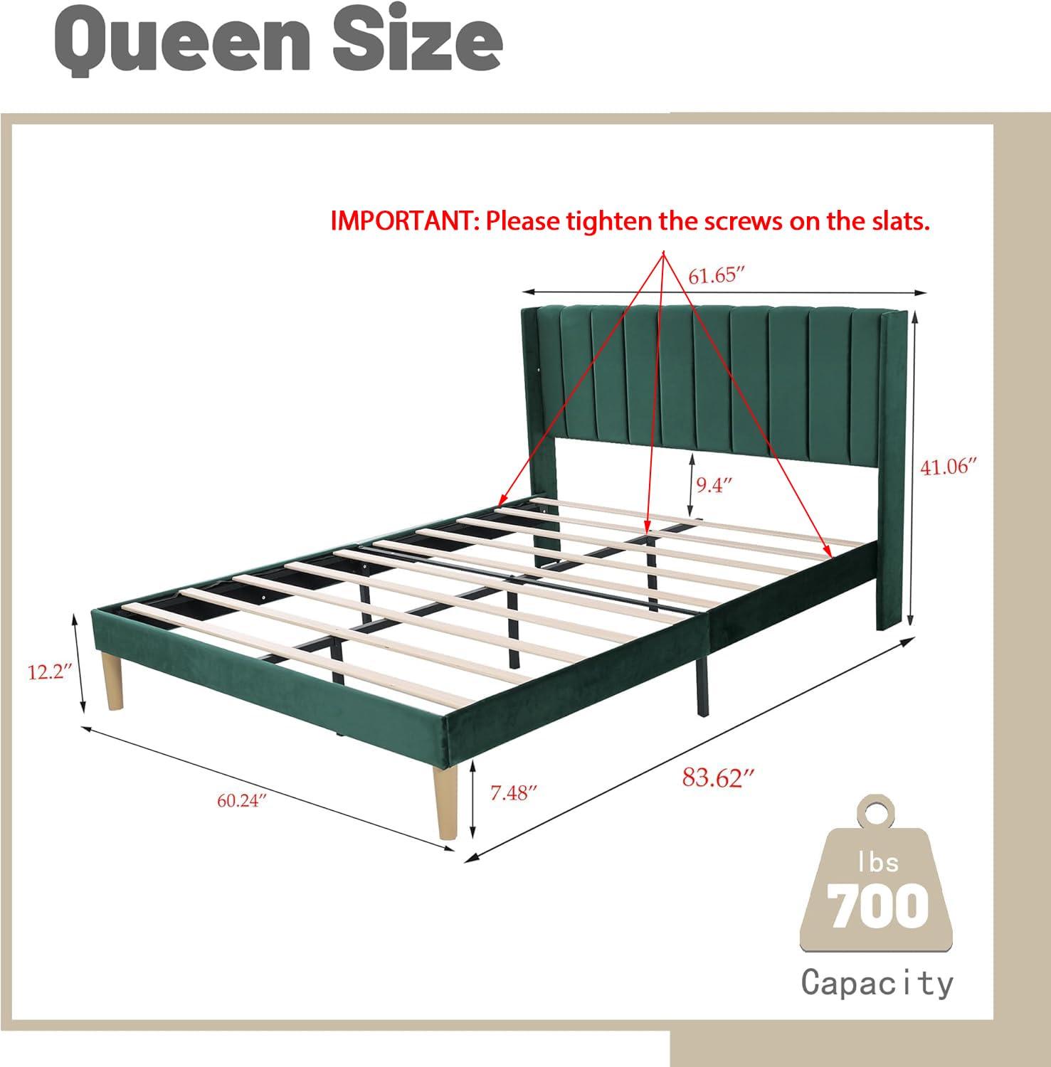 Wade Logan® Eriksay Low Profile Upholstered Platform Bed with Wingback Headboard