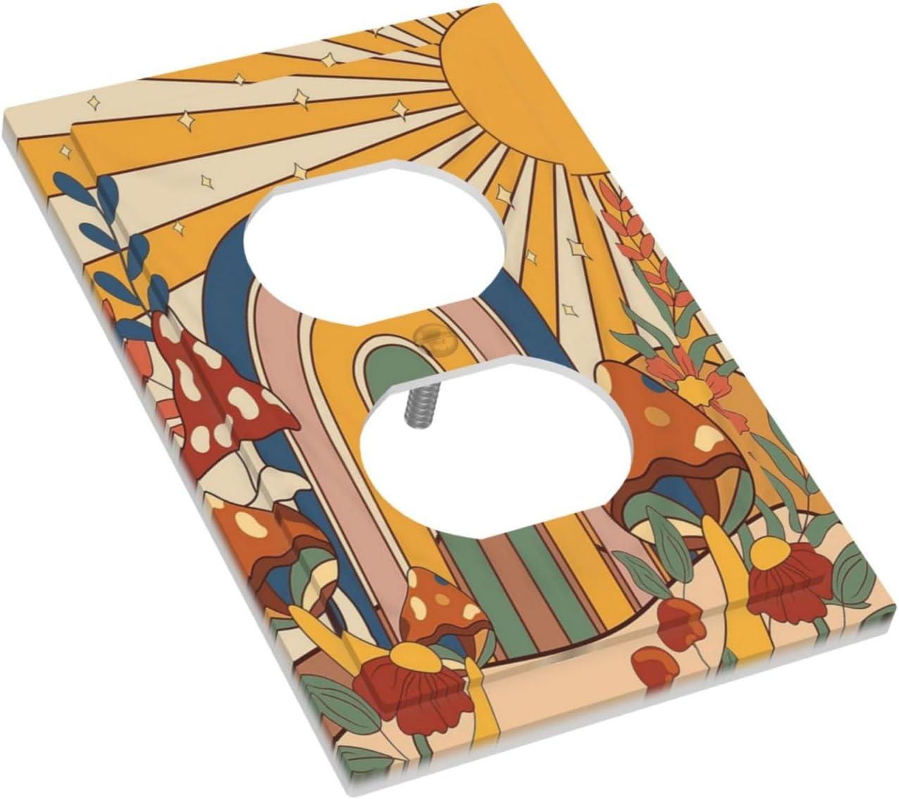 ZICANCN Outlet Covers Wall Plate, Sunflowers Nature Beige Background Light Switch Cover Decorative, Duplex Toggle Combo 1-Gang