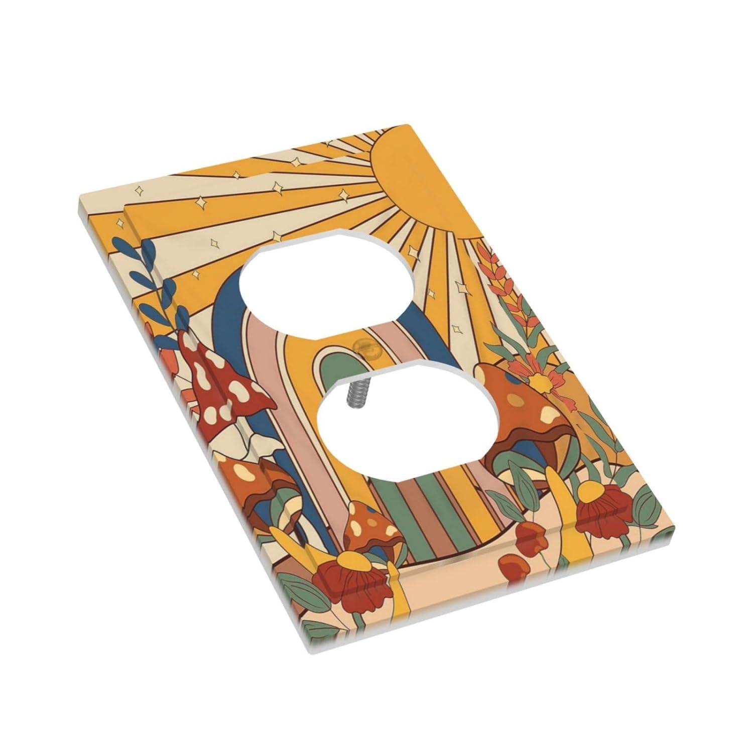 ZICANCN Outlet Covers Wall Plate, Sunflowers Nature Beige Background Light Switch Cover Decorative, Duplex Toggle Combo 1-Gang