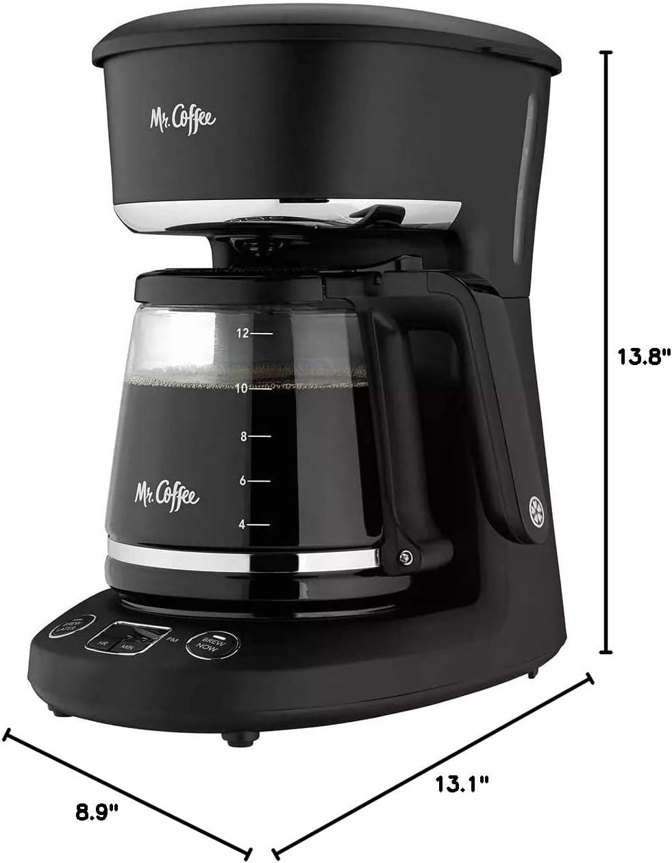 Mr. Coffee 12-Cup Programmable Coffeemaker, Brew Now or Later, Black