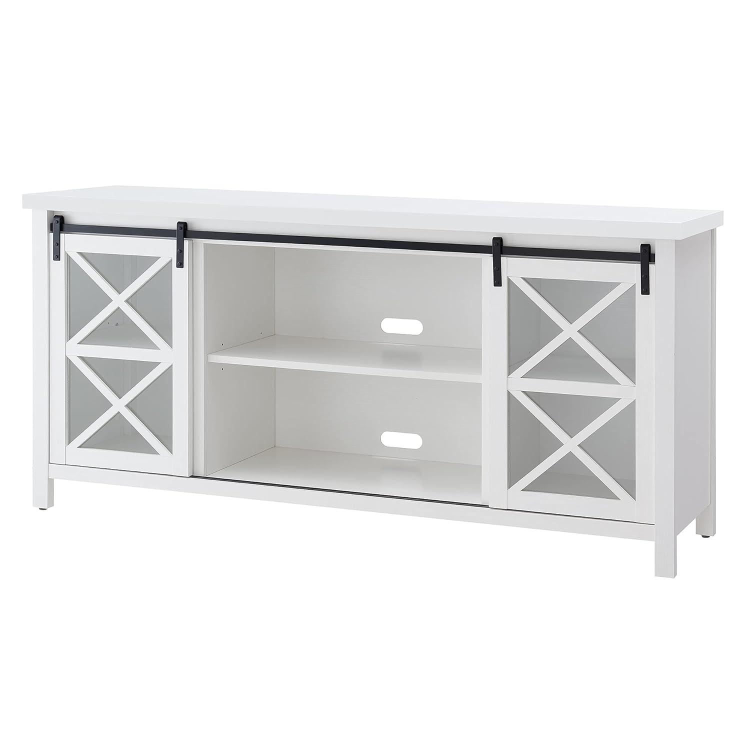 Evelyn&Zoe Clementine Rectangular TV Stand for TV's up to 75", Black Grain