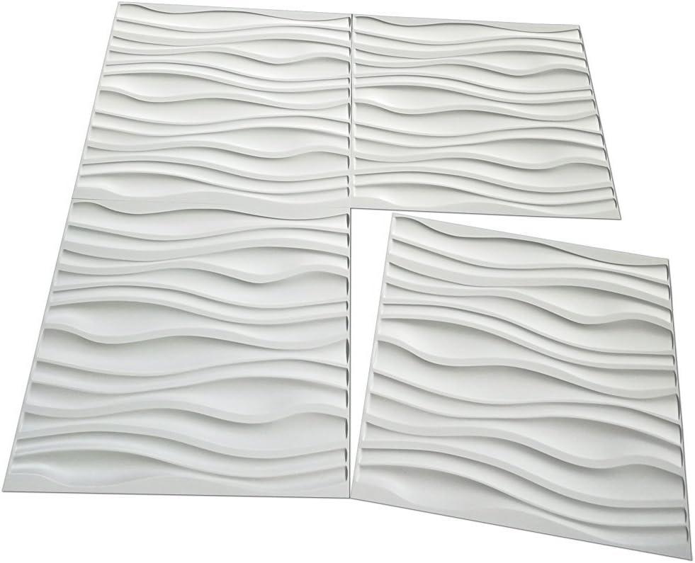 Art3d PVC Wave Board Textured 3D Wall Panels, Black, 19.7" x 19.7" (12 Pack)