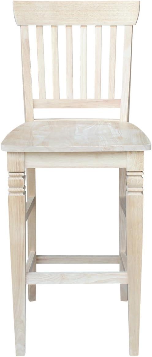 International Concepts Wood Seattle Bar Height Stool - 29.92" Seat Height - Unfinished