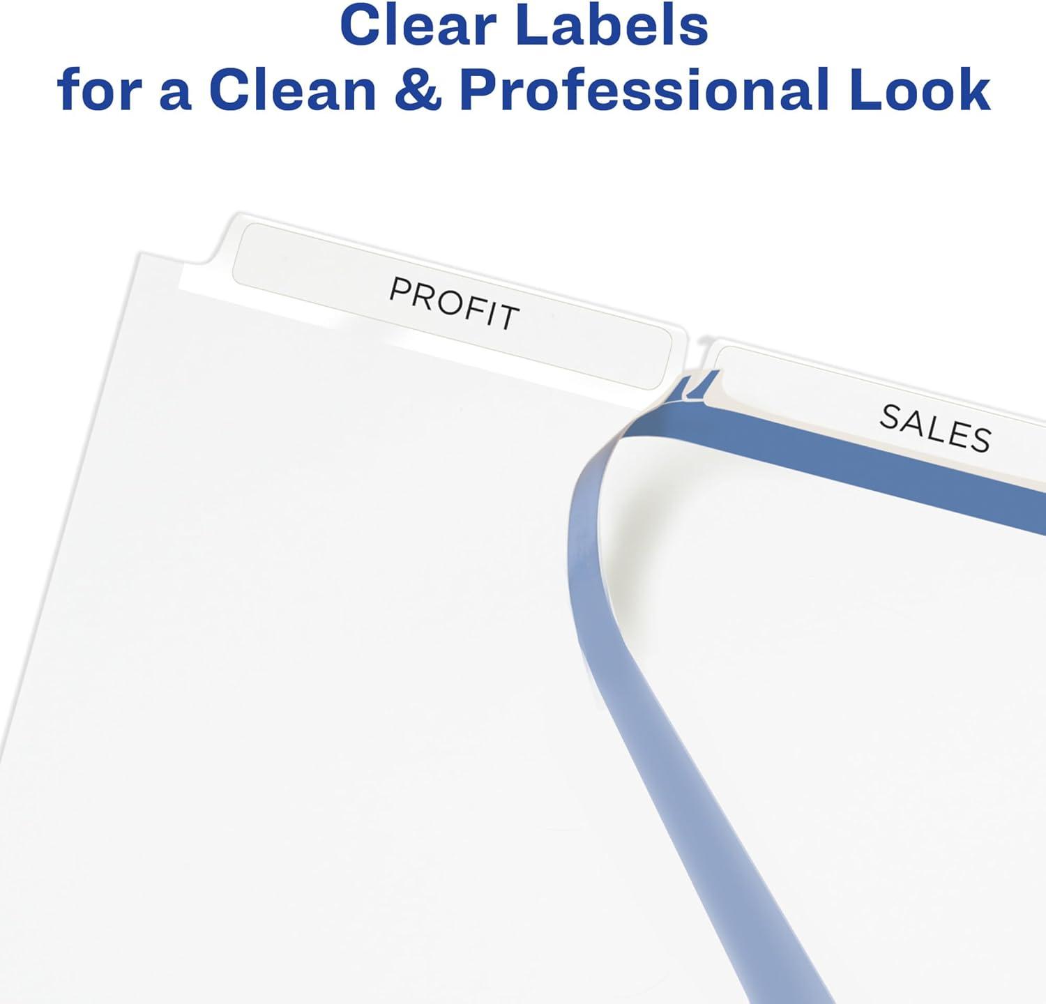 Avery Print & Apply Clear Label Dividers w/White Tabs 3-Tab Letter 5 Sets 11435