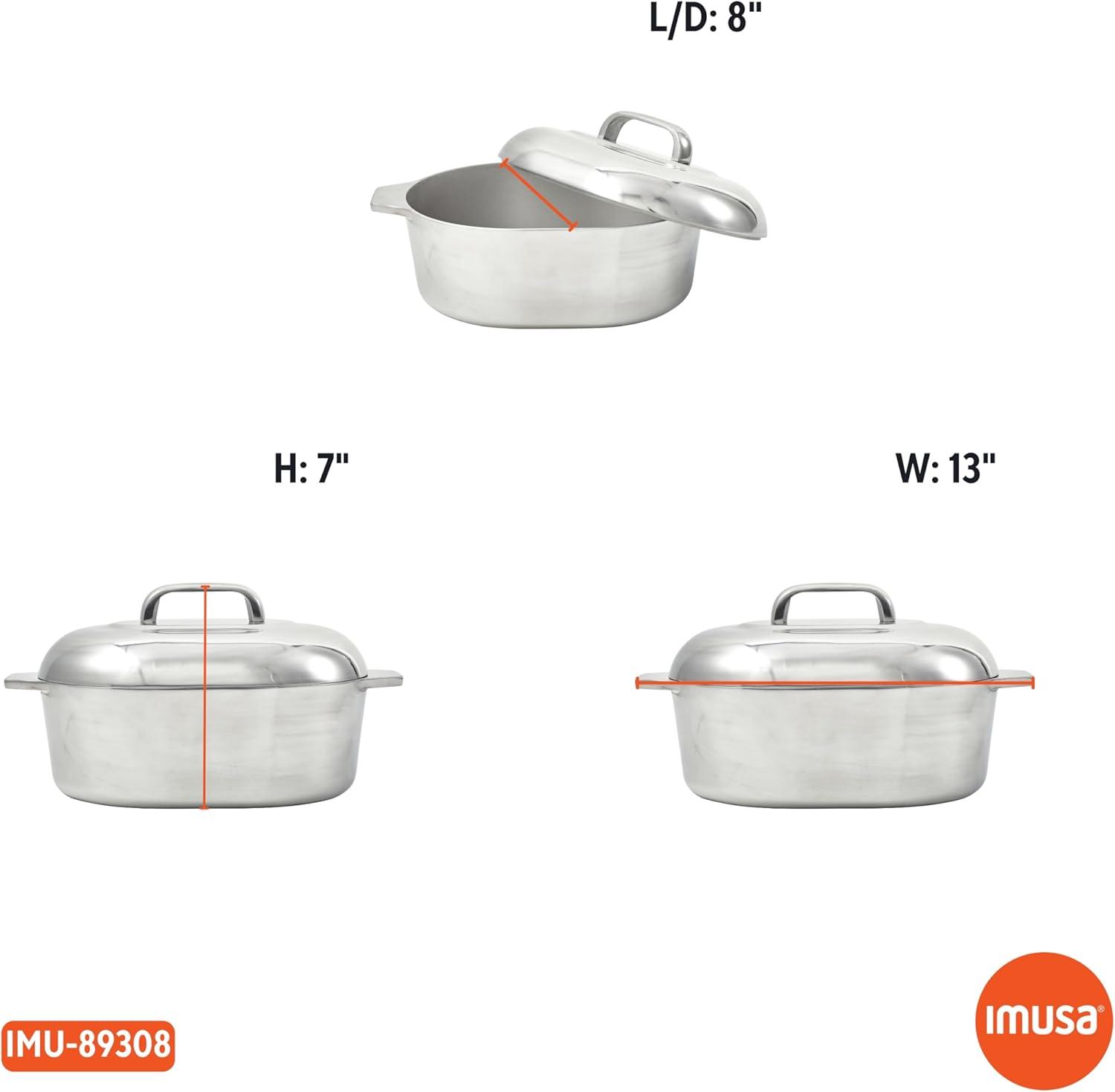IMUSA 11in H. Cajun Cast Aluminum Oval Roaster with Lid