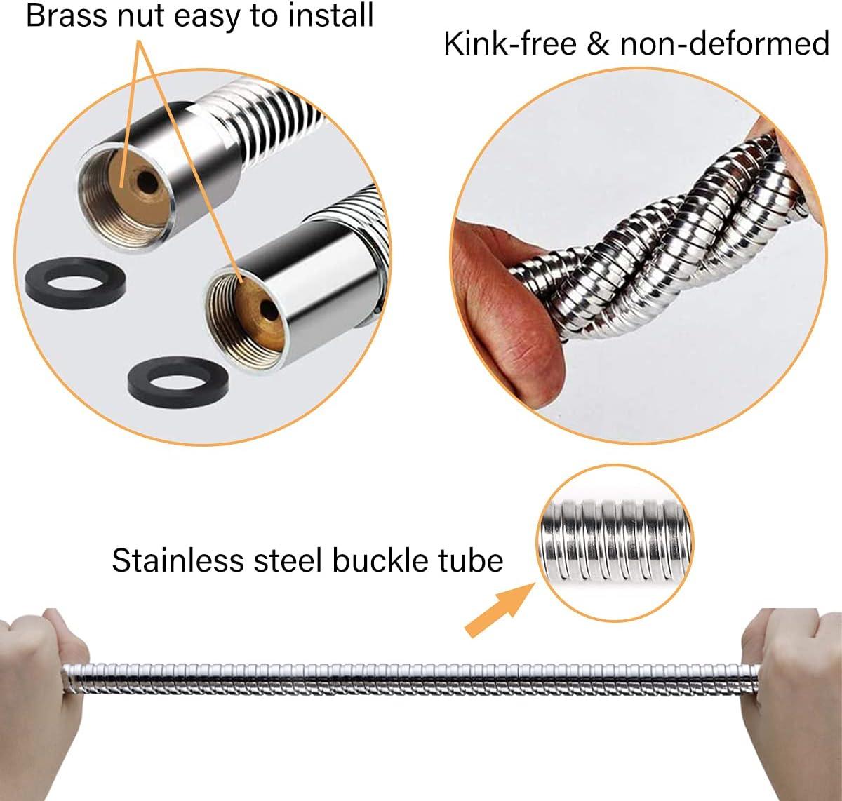 KWODE Pre-rinse Hose 38 Inch Flexible Stainless Replacement Hose for All Brand Commercial Kitchen Sink Faucet with 7/8”-20NPT Female Thread (96CM/38”)