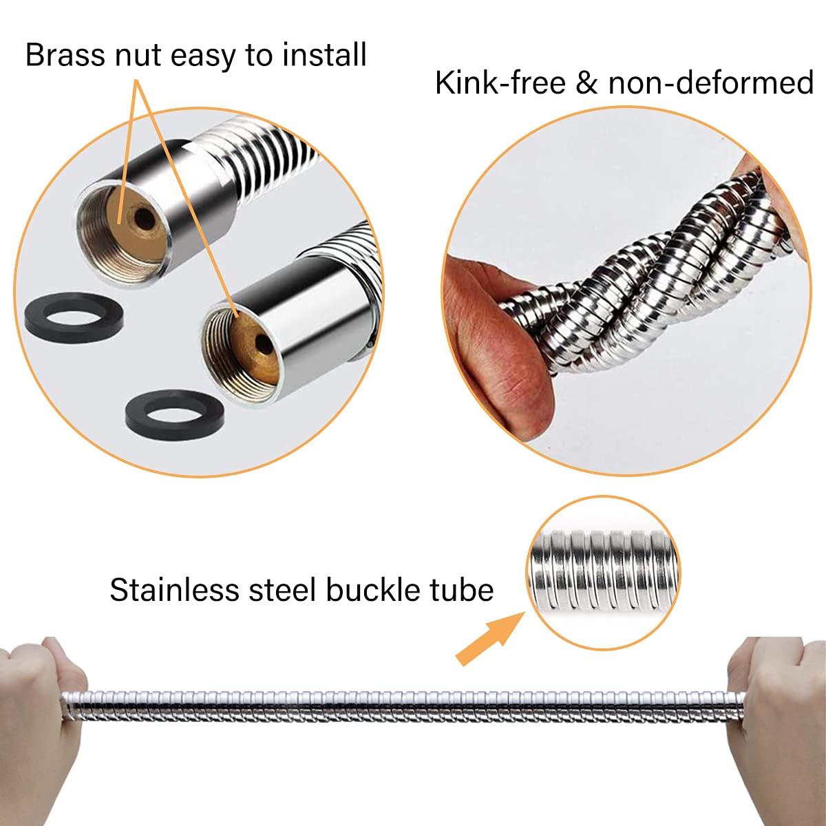 KWODE Pre-rinse Hose 38 Inch Flexible Stainless Replacement Hose for All Brand Commercial Kitchen Sink Faucet with 7/8”-20NPT Female Thread (96CM/38”)