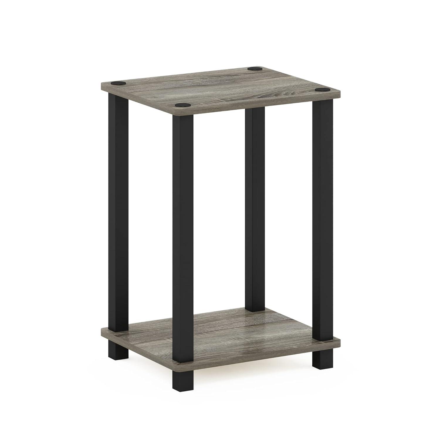Furinno Simplistic End Table, Small, French Oak/Black