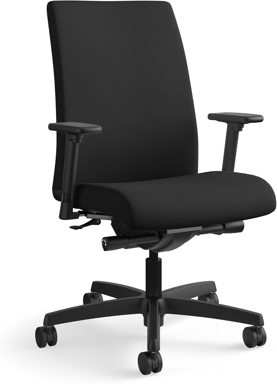 HON Ignition Series Mid-Back Work Chair, Black Fabric Upholstery