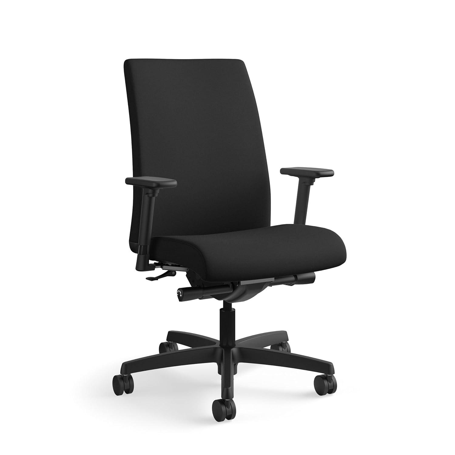 HON Ignition Series Mid-Back Work Chair, Black Fabric Upholstery