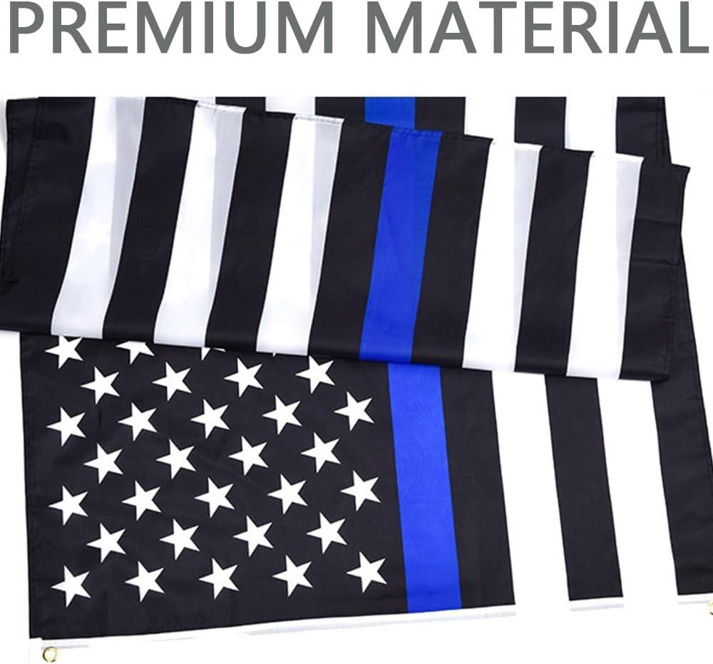 Thin Blue Line American Flags for Outside 3x5 US USA Police Flag Outdoor Vivid Color Fade Resistant Double Stitched Blue Line flag with Brass Grommets