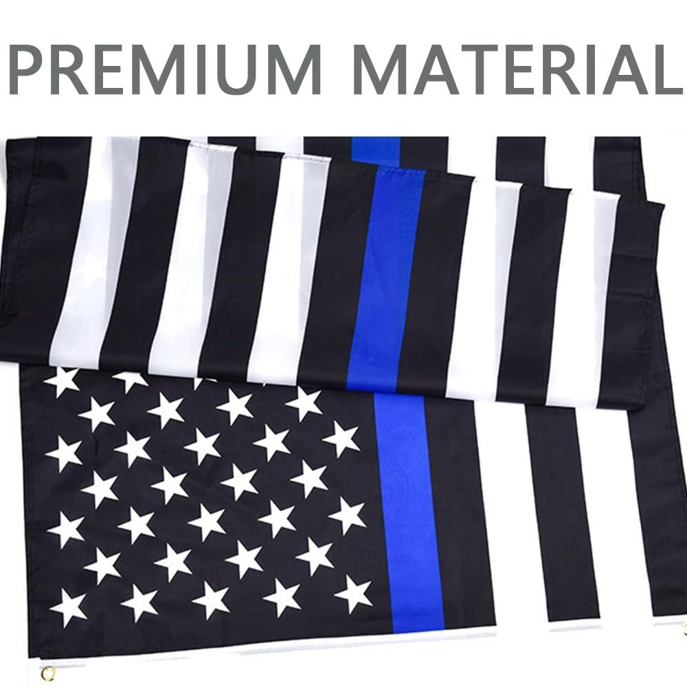 Thin Blue Line American Flags for Outside 3x5 US USA Police Flag Outdoor Vivid Color Fade Resistant Double Stitched Blue Line flag with Brass Grommets