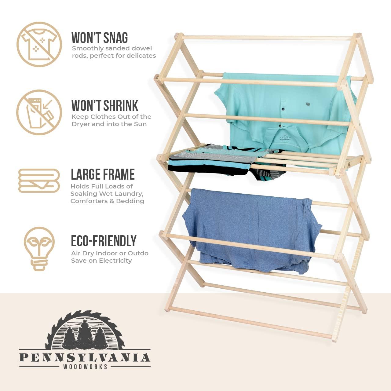 Large Foldable Maple Hardwood Clothes Drying Rack