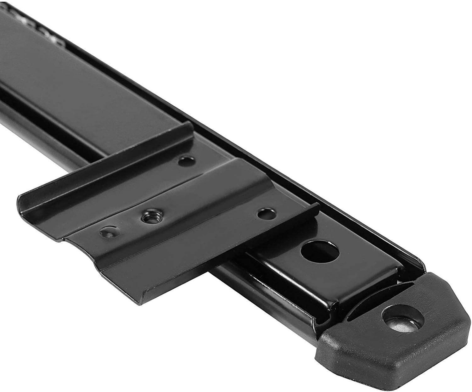 ZOENHOU 3 Pairs 14 Inch Black Keyboard Tray Slides, 22 LB Heavy Duty Ball Bearing Slides Hardware, Computer Tray Keyboard Slider Under Desk Rails Rack with 24 Adjustable Height Bracket and 48 Screws