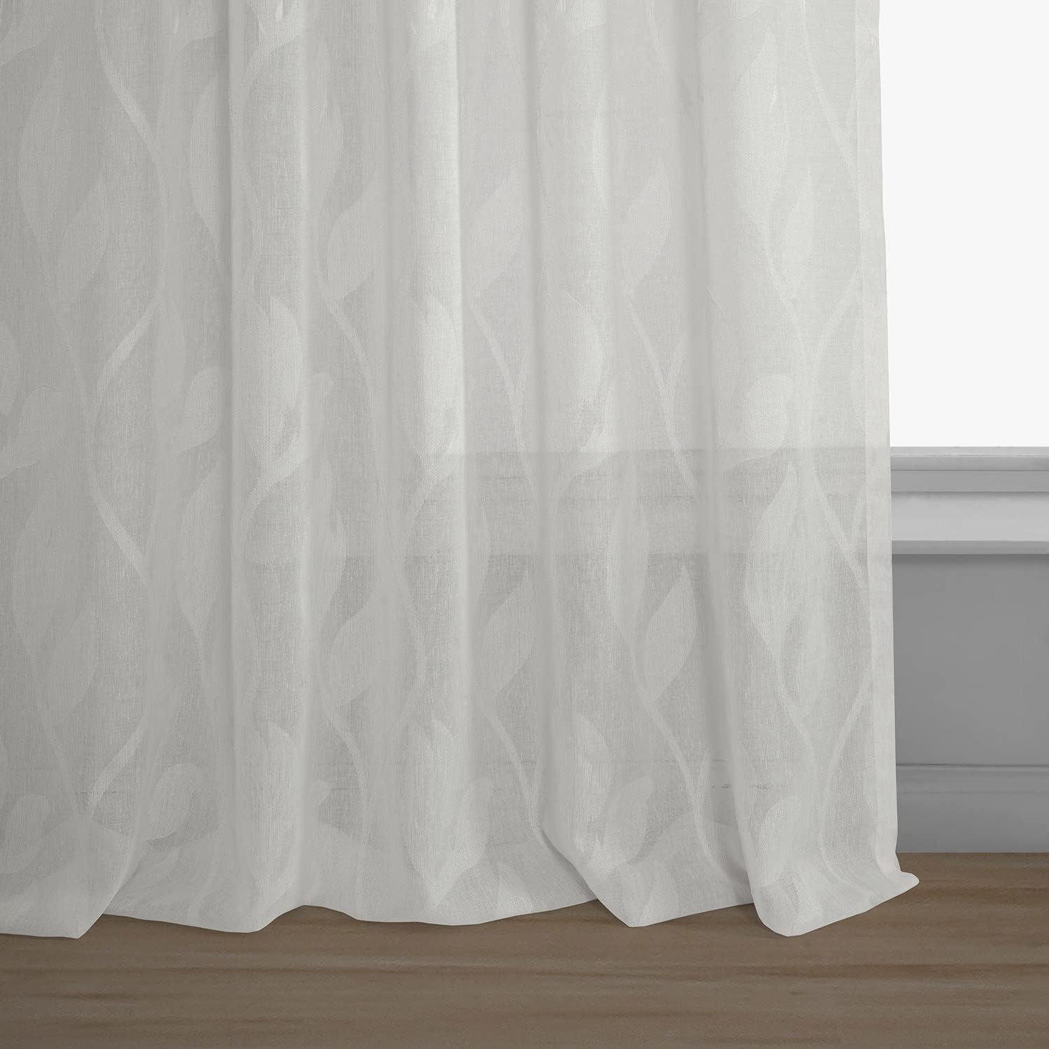 White Sheer Linen-Blend 108" Window Panel