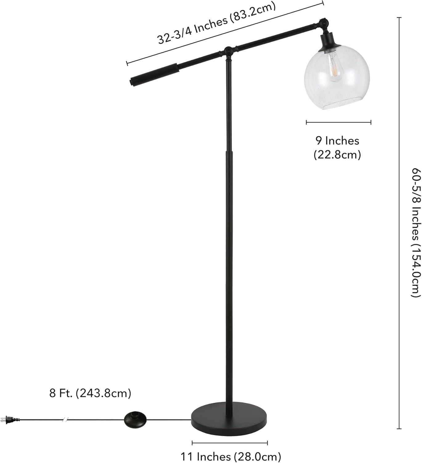 Evelyn&Zoe Dardan 60.62" Tall Floor Lamp with Glass shade in Blackened Bronze/Seeded