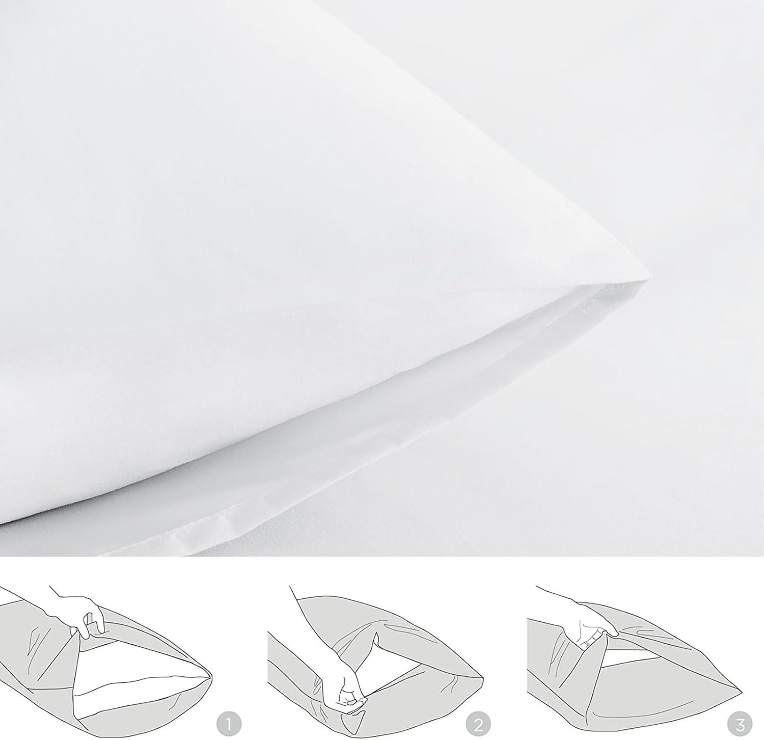 Queen Size Pillow Cases Set of 2 - White Queen Pillowcase 2 Pack with Envelope Closure, Soft Brushed Microfiber Bed Pillow Case Cover, 20x30 inches White Queen (20" x 30")