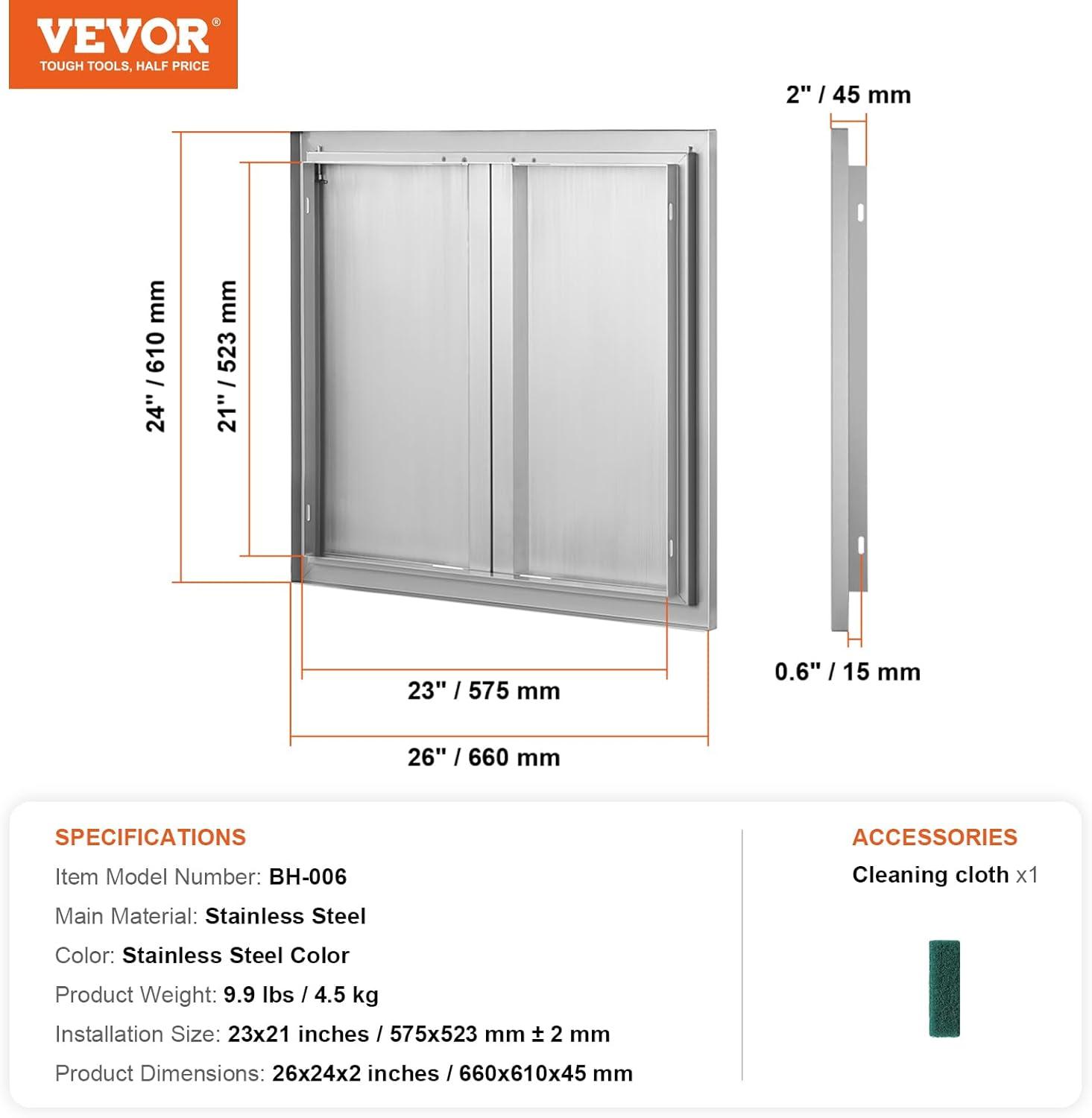 Stainless Steel 26x24 Inch Outdoor Kitchen Access Door