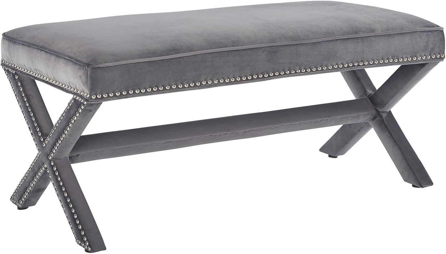 Rivet Performance Velvet Bench Gray