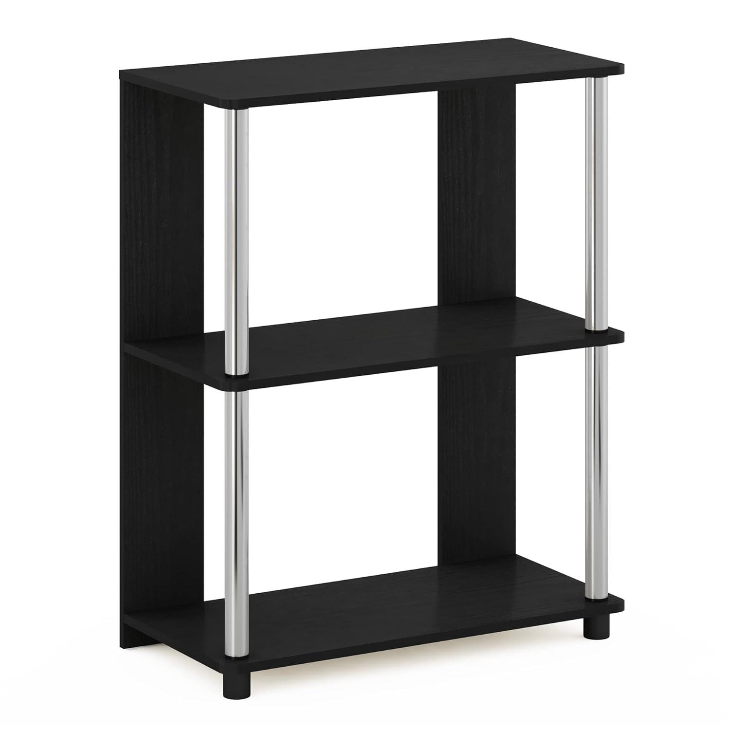 Furinno Simple Design 3-Tier Decorative Bookshelf Industrial Open Bookcase Display Shelf Storage Rack,Americano