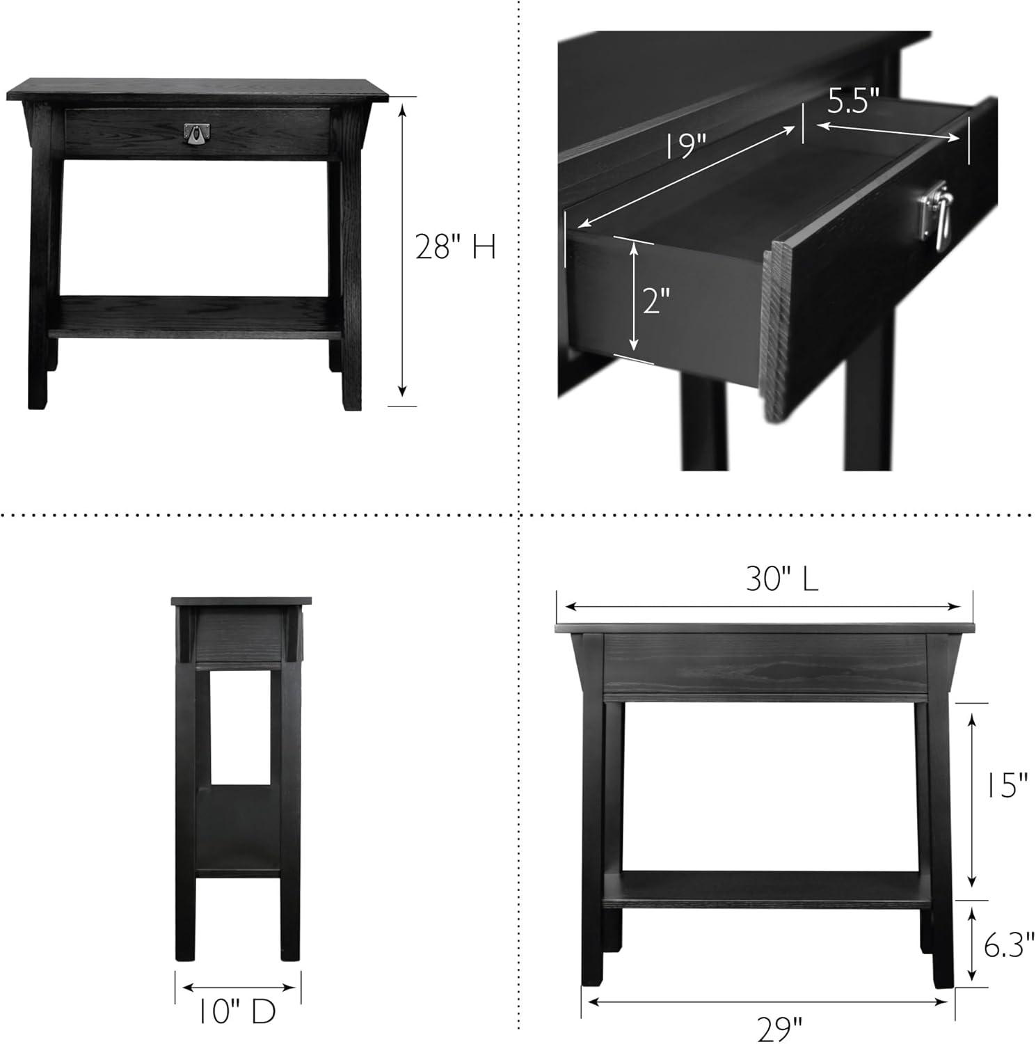 Favorite Finds Mission Hall Stand Slate Finish - Leick Home: Compact Wood Entryway Table with Drawer, CARB Certified