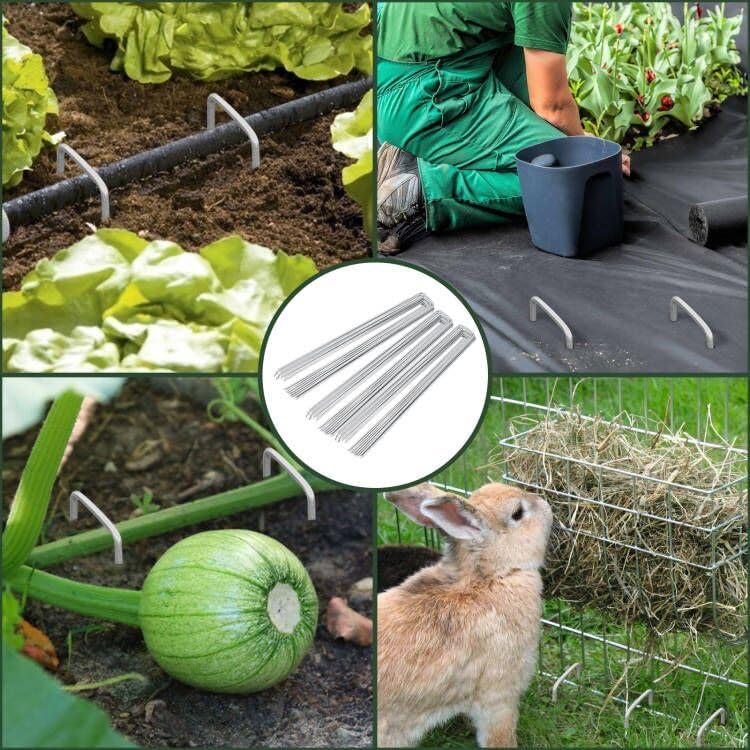6 Inch 500 Pack Galvanized Landscape Staples Plant Cover Stakes 11 Gauge Tent Stakes Garden Stakes Landscaping Fabric SOD Pins Yard Stakes for Decoration Weed Barrier Fabric
