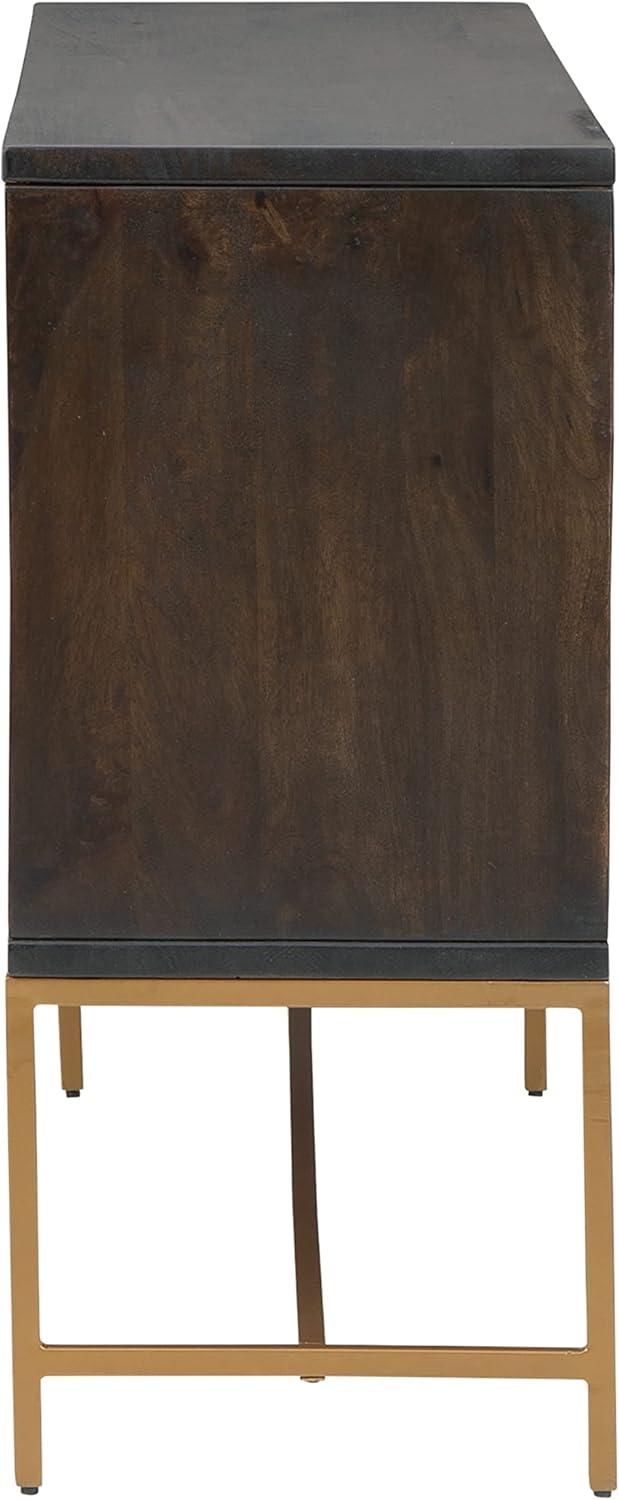 Elinmore 58" Brown and Gold Geometric Accent Cabinet