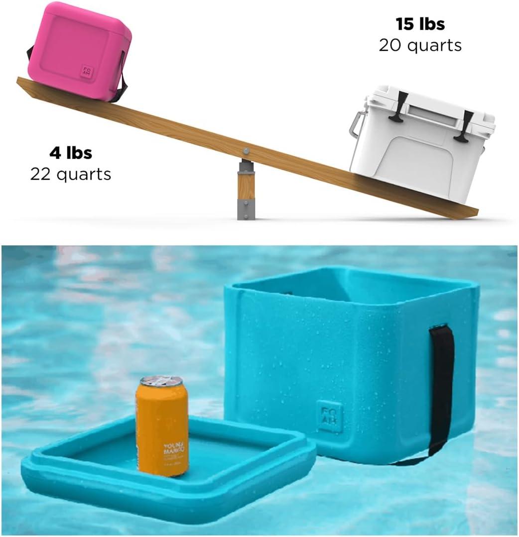 FOAM FOAM Portable 22 Quart EVA Lightweight Beach Rigid Hybrid Soft Side Cooler that Holds 30 Cans & Ice