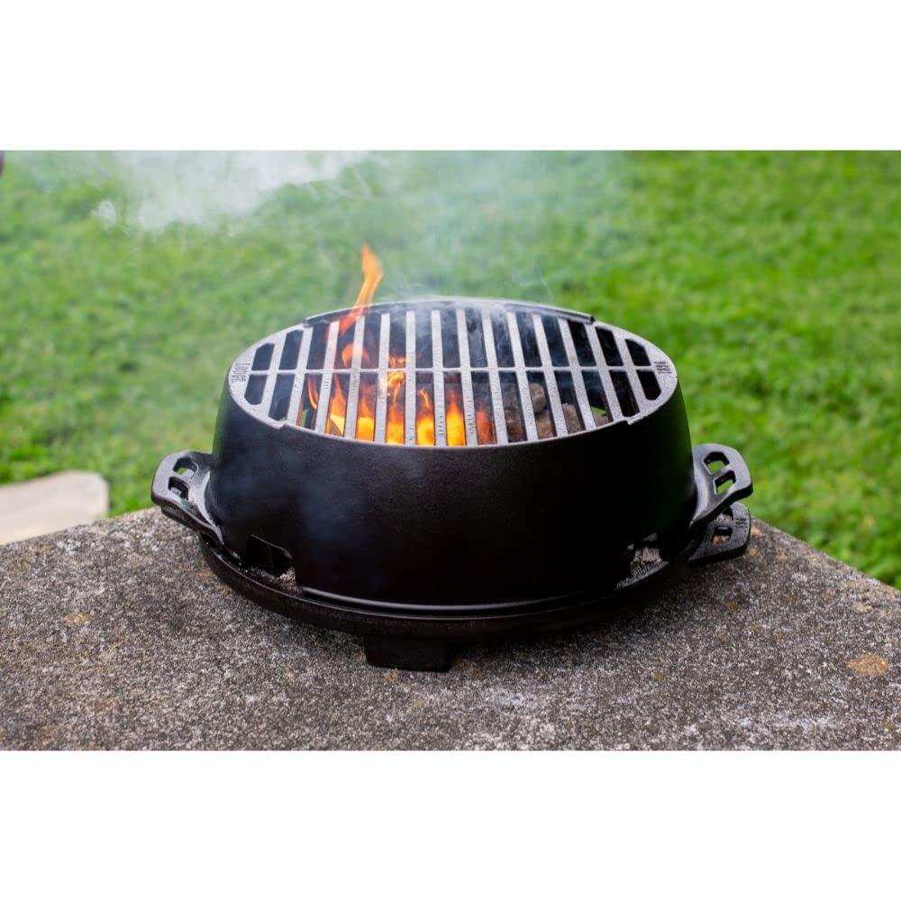 Lodge Cast Iron 12" Charcoal Camping Round Kickoff Grill