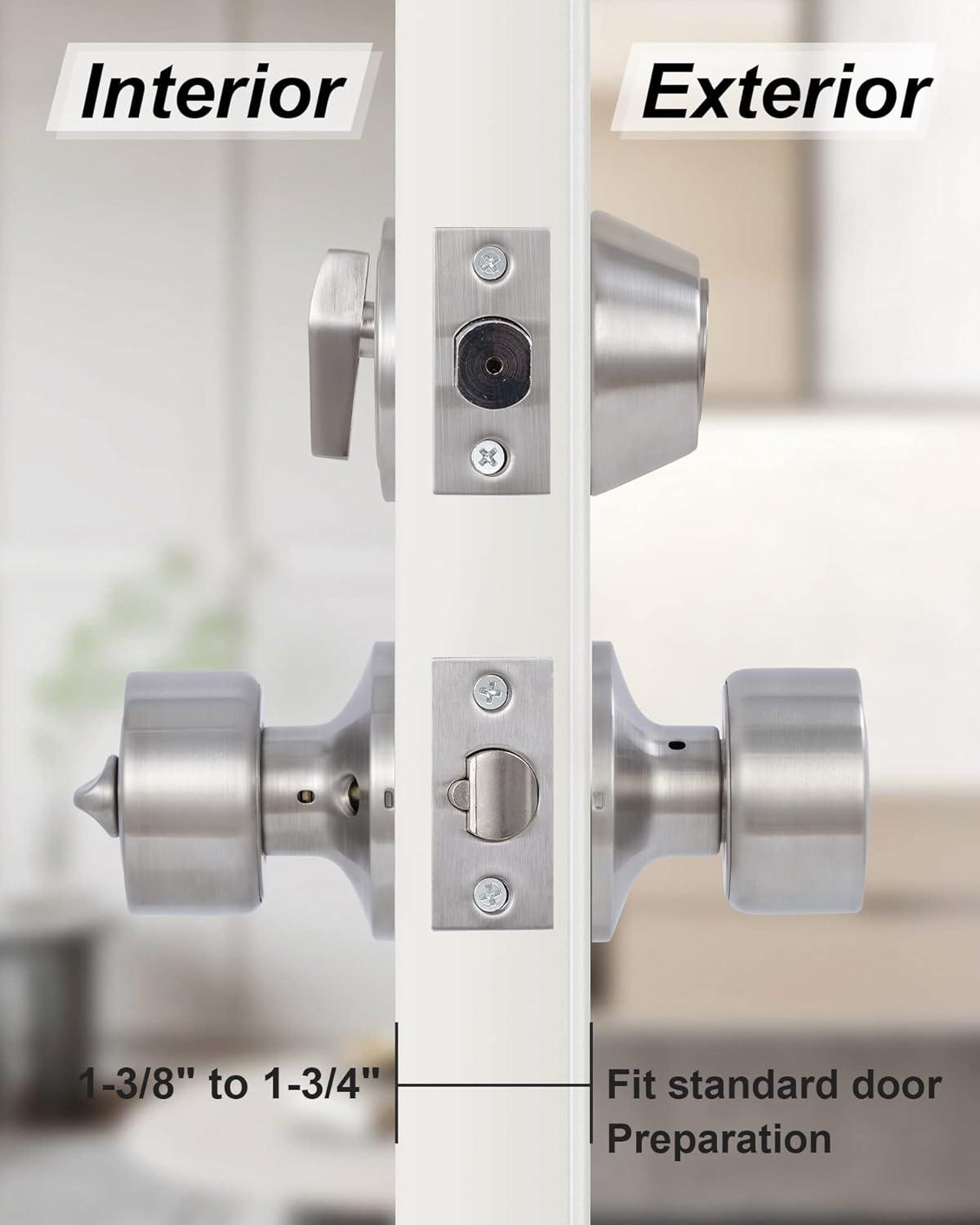 Satin Nickel Keyed Alike Entry Door Knobs and Deadbolts Set