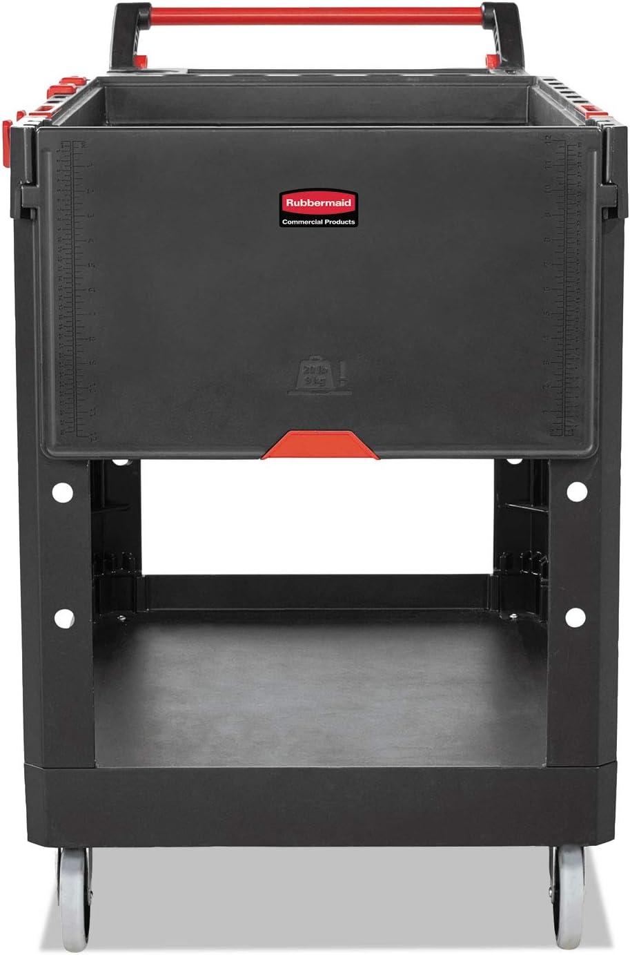 Rubbermaid Commercial Heavy Duty Adaptable Utility Cart, Plastic, 2 Shelves, 500 lb Capacity, 25.2" x 51.5" x 36", Black