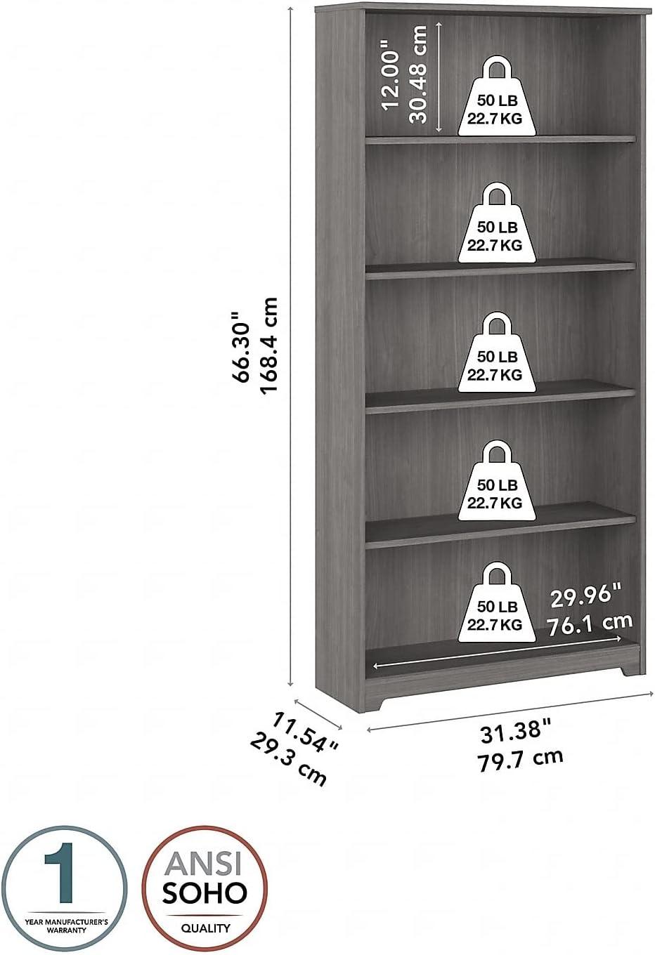 Cabot 5 Shelf 66" Standard Bookcase