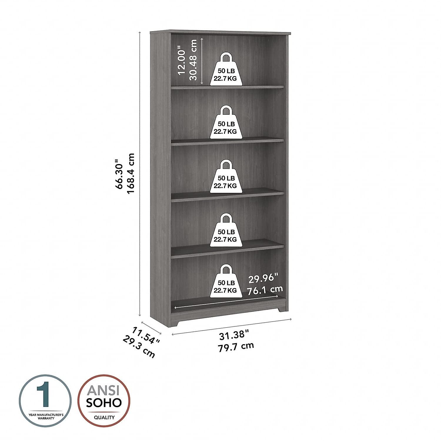 Latitude Run® Shelonda 5 Shelf 66" Standard Bookcase