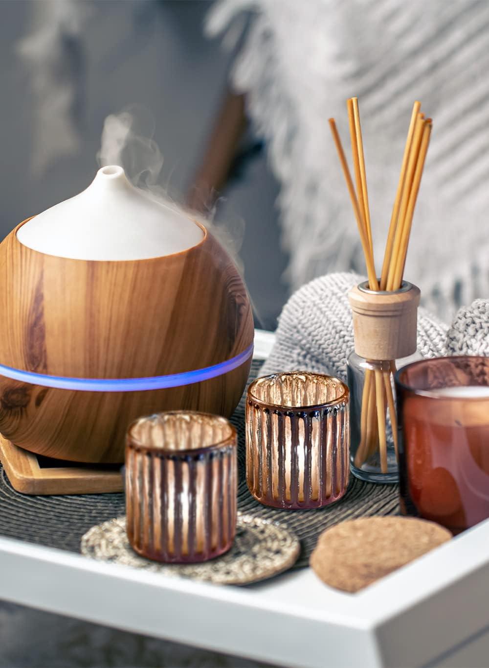 Serene Spaces Living Set Of 6 Pink Vintage Votive Holder, Tealight Holder, Stainglass Candle Holder, Ideal For Weddings, Parties, Indoor & Outdoor Events, Home Decor, Measures 2.5" Tall & 3" Diameter